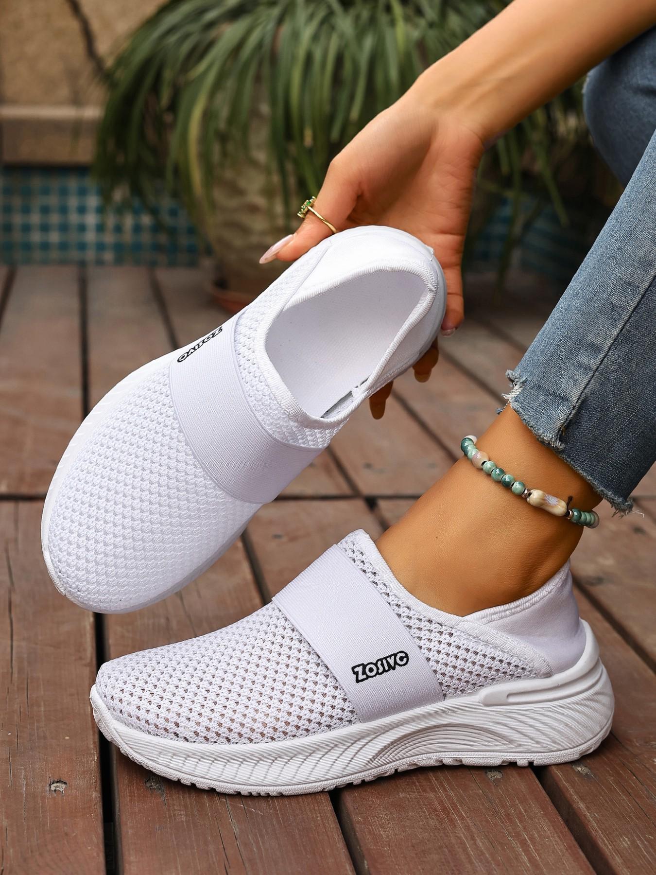 Unisex One-Step Slip-On Casual Sneakers, Lightweight Comfortable Running Shoes, Walking Shoes, Breathable Flyknit Sporty Leisure Footwear, Lightweight Slip Ons