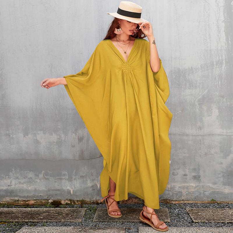 Bsubseach Women Ethnic Print Kaftan Dress , Plus Size All Over Print  TunicDress, Boho Casual V Neck TunicDress for Women, Women's Plus Cover Up,Mrs. Roper Kaftan ，bubu，mumu，Casual Womenswear Maxi Modesty Muslim Clothing Baggy