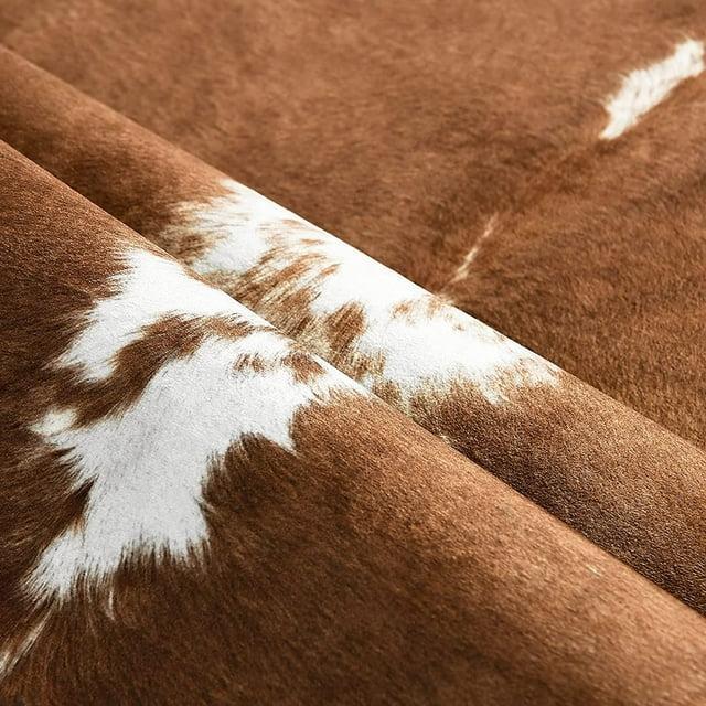 LOCHAS Premium 100% Polyester Cowhide Rug Western Style Animal Print Faux Fur Soft Comfortable Durable Easy to Clean Decor for Bedroom Living Room