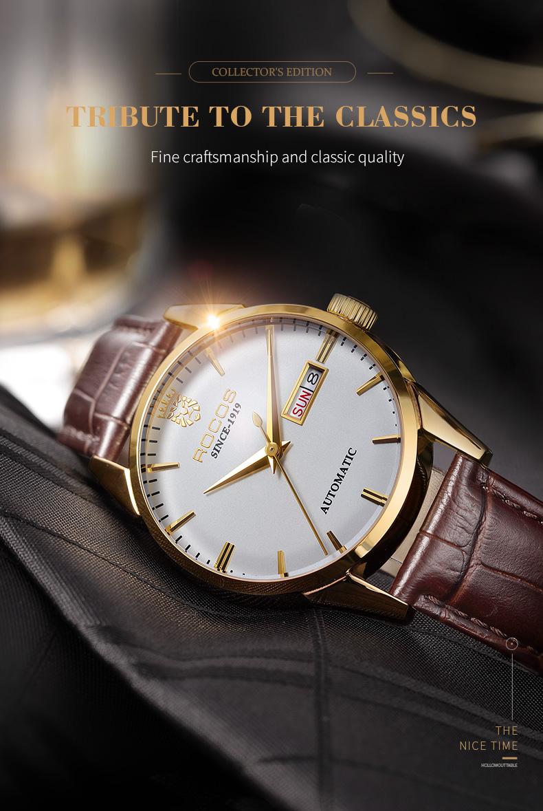 ROCOS Luxury Fully Automatic Mechanical Watch | High-End Stylish Design, Waterproof & Durable, Men's Minimalist Elegance, Showcasing Exceptional Taste