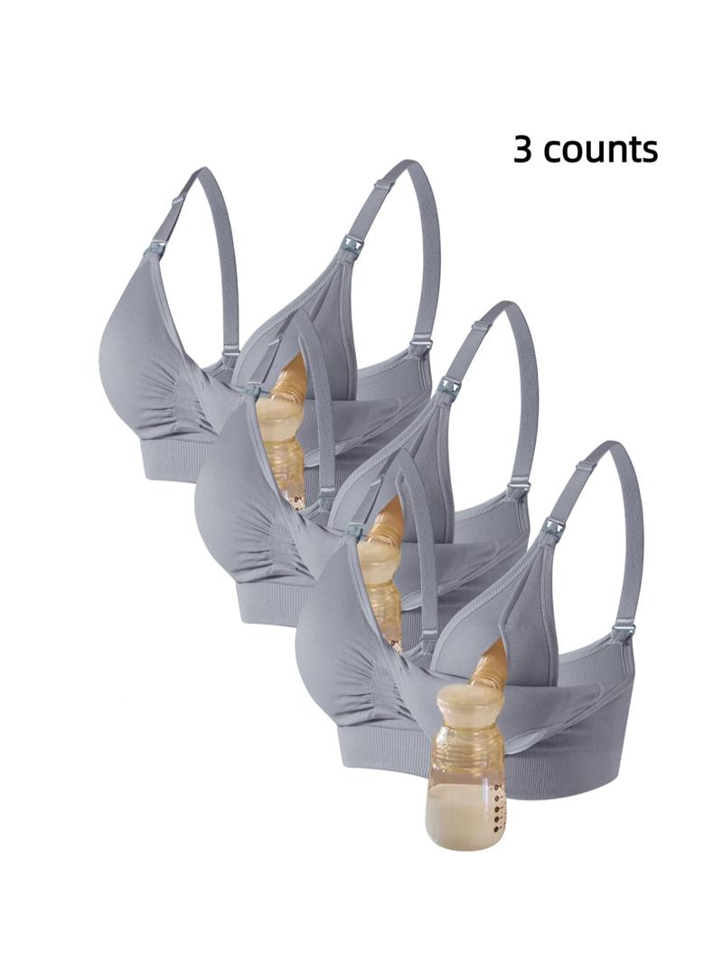 Women's Solid Color Adjustable Strap Maternity Bra, Comfortable Breathable Removable Chest Pad Nursing Bra, Maternity Lingerie for All Seasons