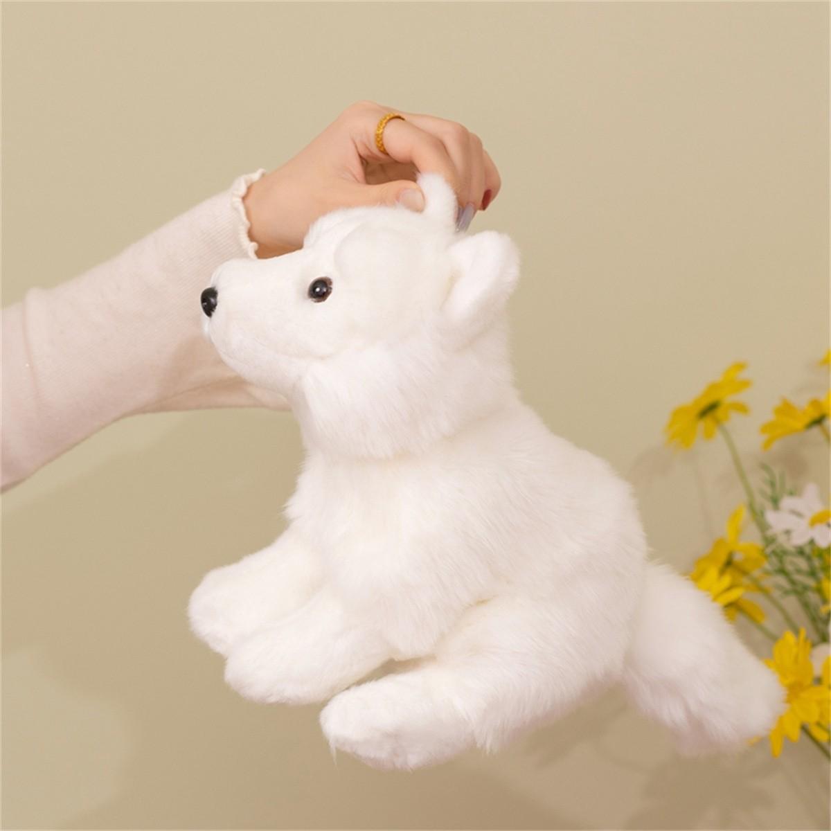 Realistic Arctic Fox Plush Toy, Unisex Soft Stuffed Animal, Perfect Gift for Kids' Birthdays, Valentine's Day, Mother's Day, Christmas