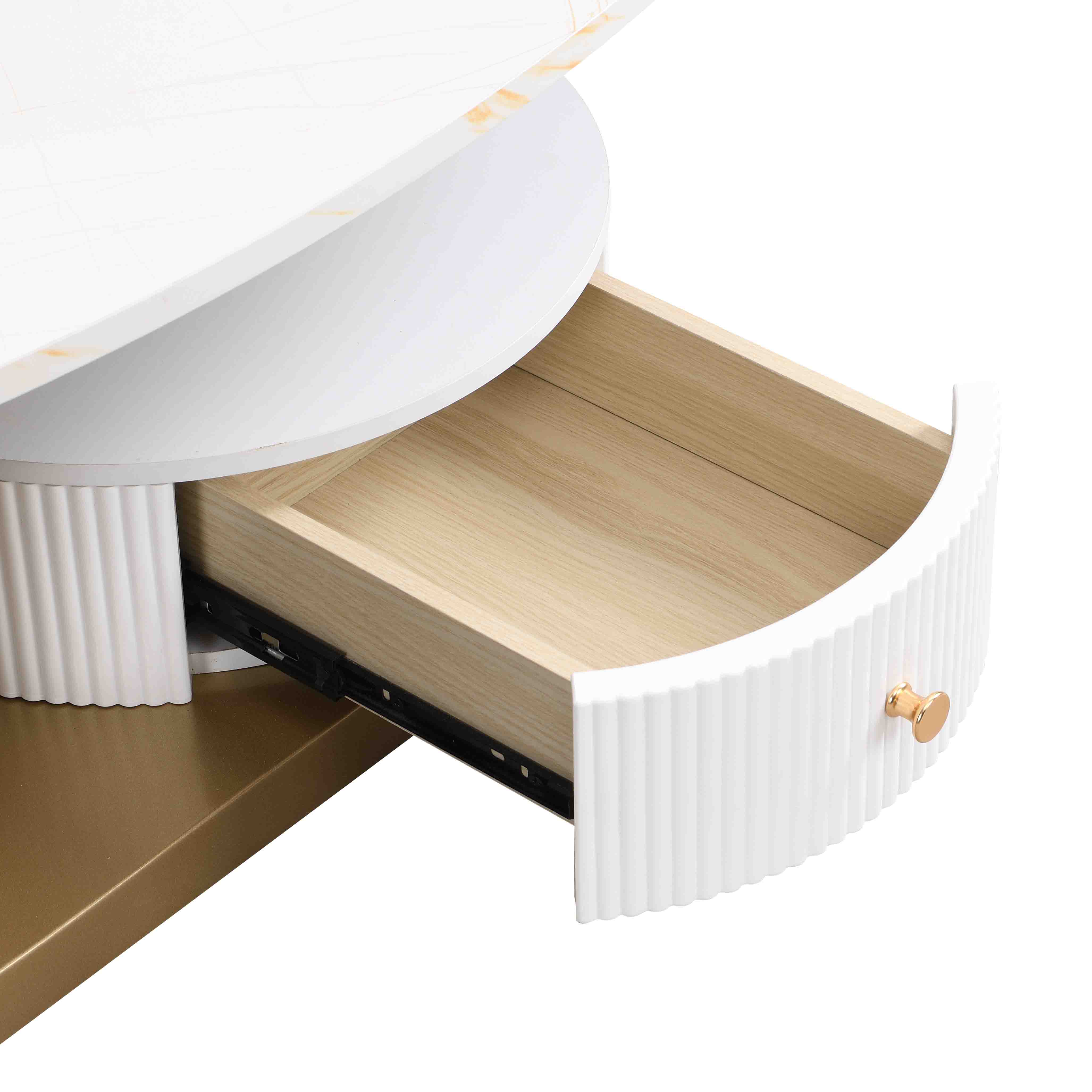 Nesting Coffee Table Set of 2, Living Room Oval Center Table and Round End Table Set, White Faux Marble Top Gold Metal Base Nesting Coffee Table Set of 2, Living Room Oval Center Table and Round End Table Set, White Faux Marble Top Gold Metal Base