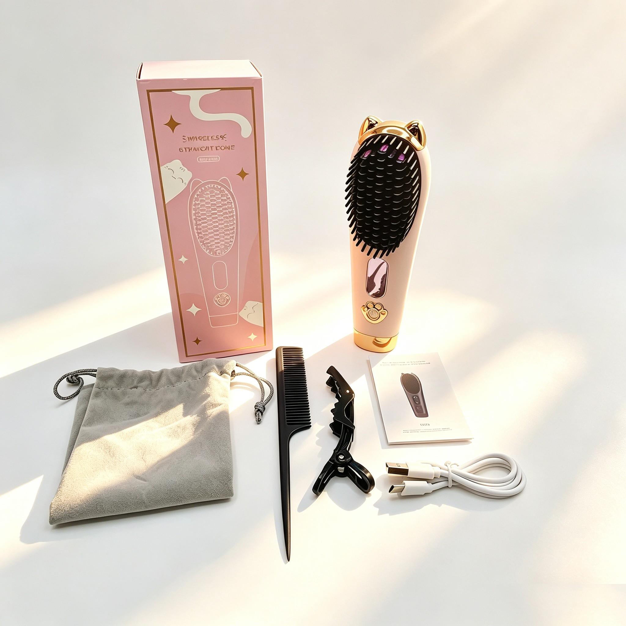Wireless Hair Straightener Comb, Portable Rechargeable Negative Ion Hair Brush, 3 Temperature Settings, Travel Safe, Suitable for All Hair Types