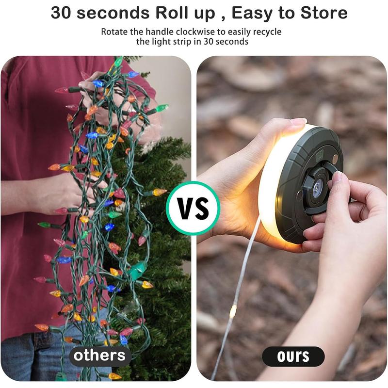 Camping String Lights, 4 in 1 Quick Storage 33FT Rechargeable Tent Lights String with 8 Lighting Modes, Hanging Waterproof Portable LED Lamp for Outdoor Patio Awning Party Essentials Camping String Lights, 4 in 1 Quick Storage 33FT Rechargeable Tent Lights String with 8 Lighting Modes, Hanging Waterproof Portable LED Lamp for Outdoor Patio Awning Party Essentials
