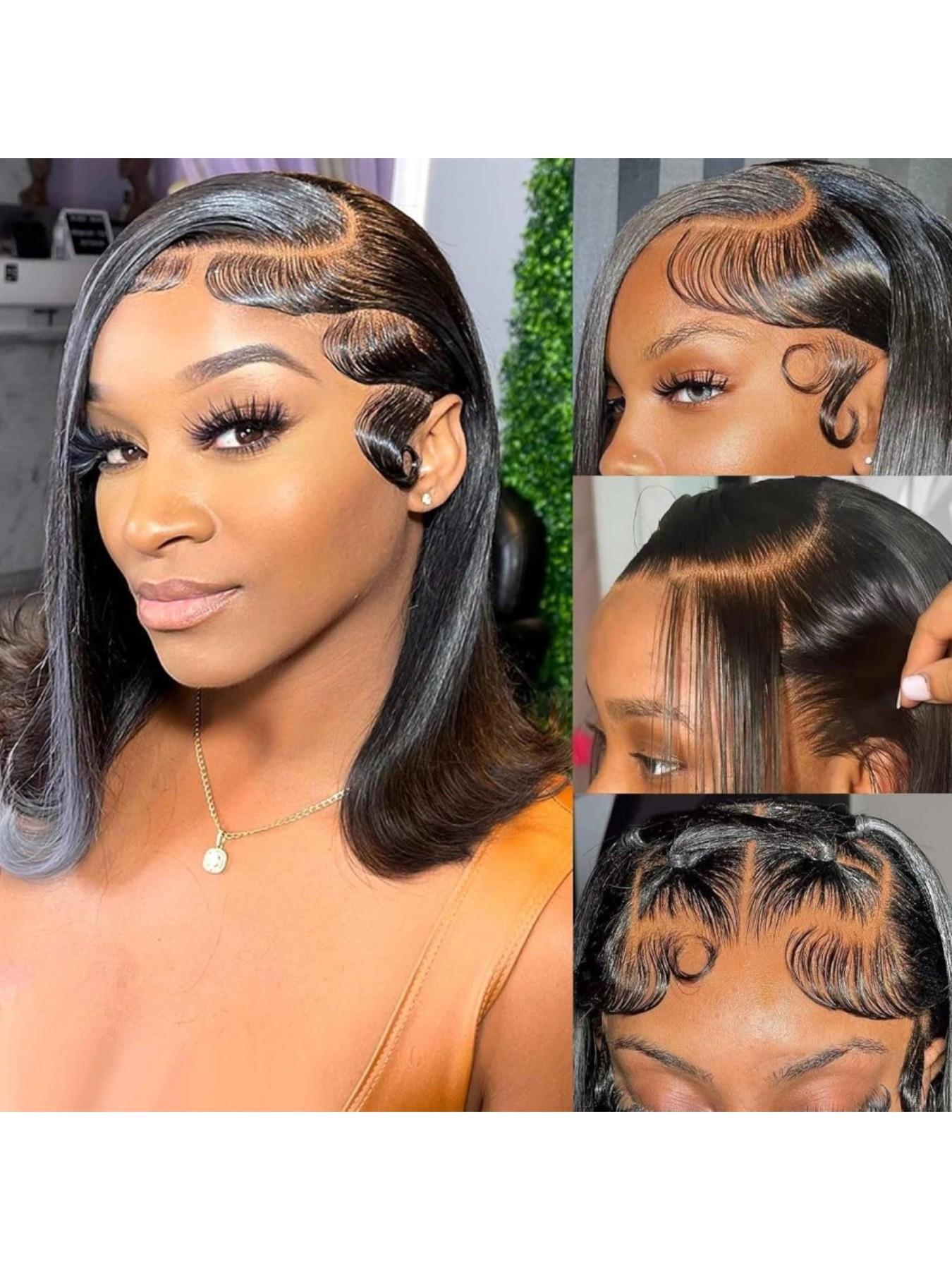 Short Bob Wig Human Hair Straight 13x4 Frontal HD 