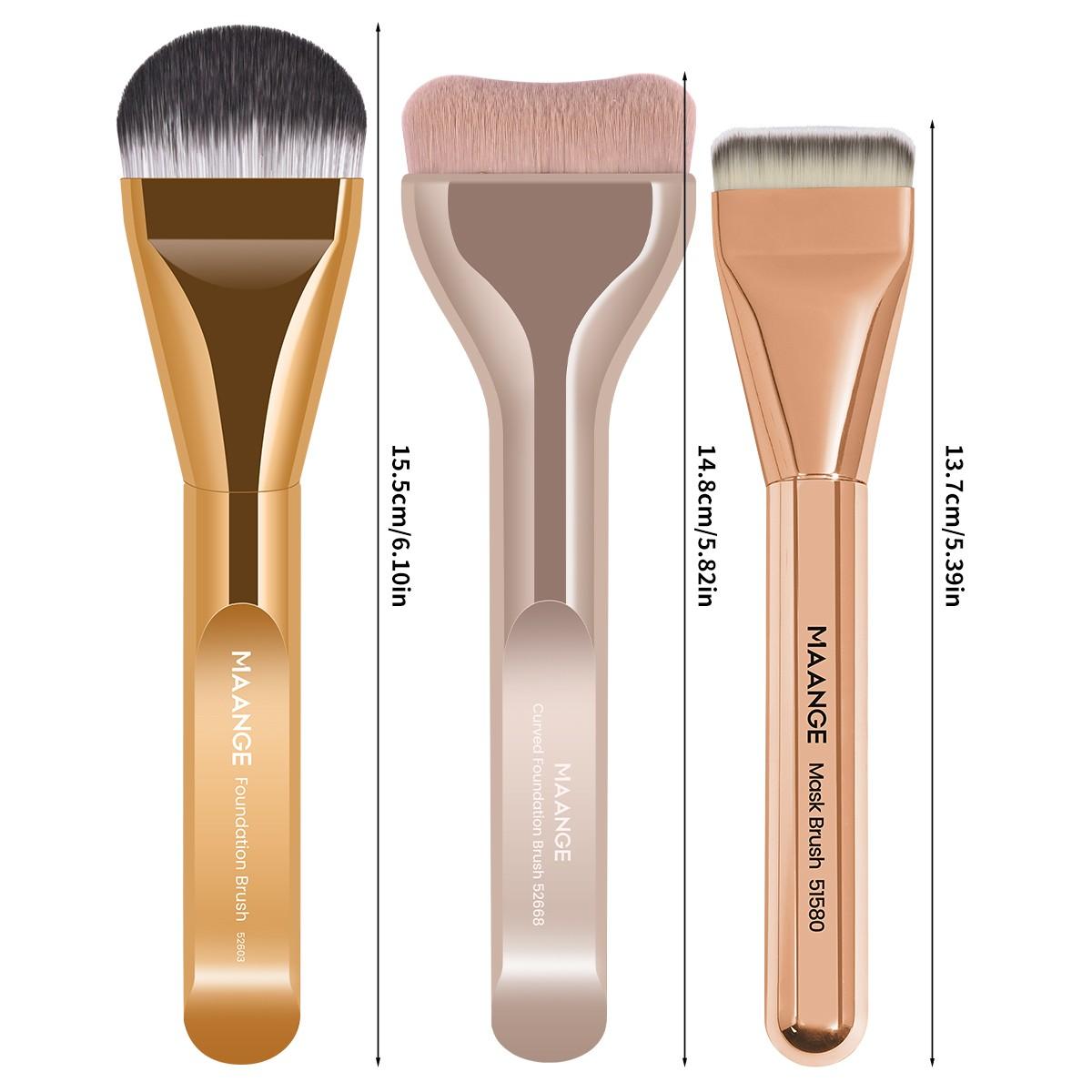 Maange 3 Piece Makeup Brush Set, Foundation Brushes, Cosmetic Tool Kit, Essential Beauty Tools, Perfect for Daily Use