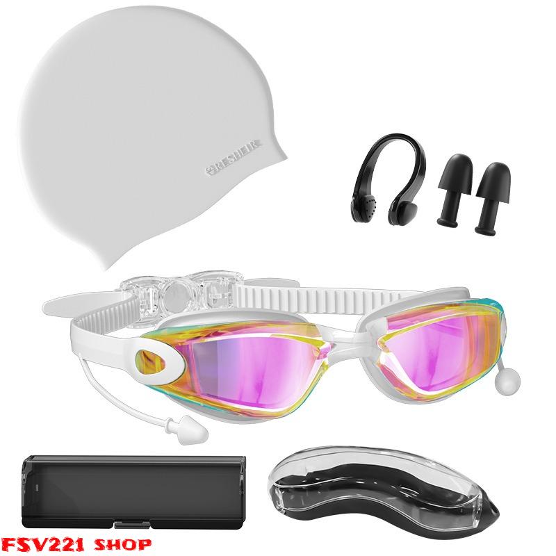 Silicone Pool Goggles with Anti-Fog Coating and UV Protection, Professional Unisex Design with Replaceable Nose Bridge for Lap Swimming, Waterproof Goggles, Swim Goggles Set campingessentials