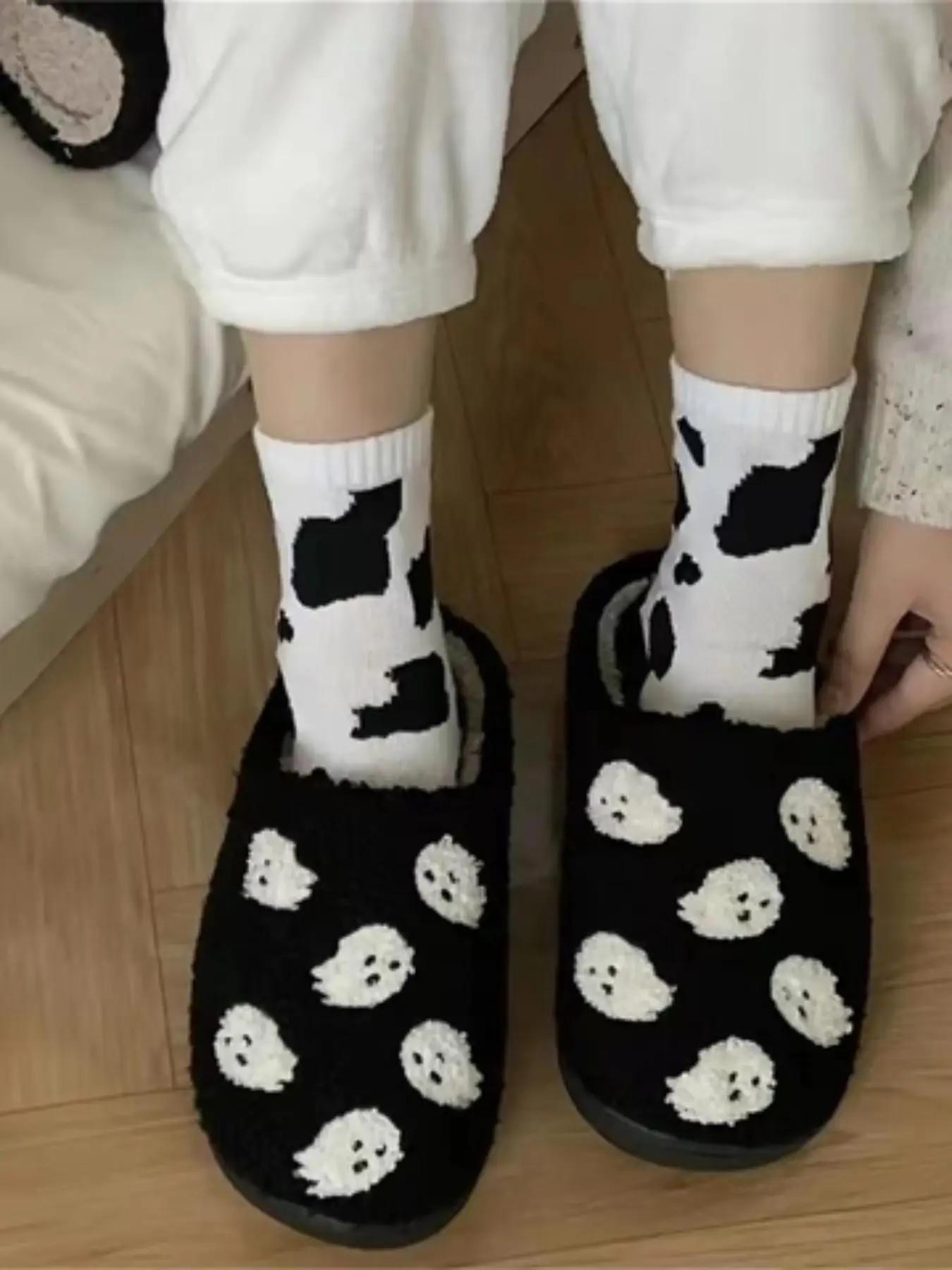 Women's Teddy Bear Dog Slippers, Fall & Winter Warm Cotton Slippers, Non-Slip Rubber Sole, Casual Indoor Footwear, Fashionable Design