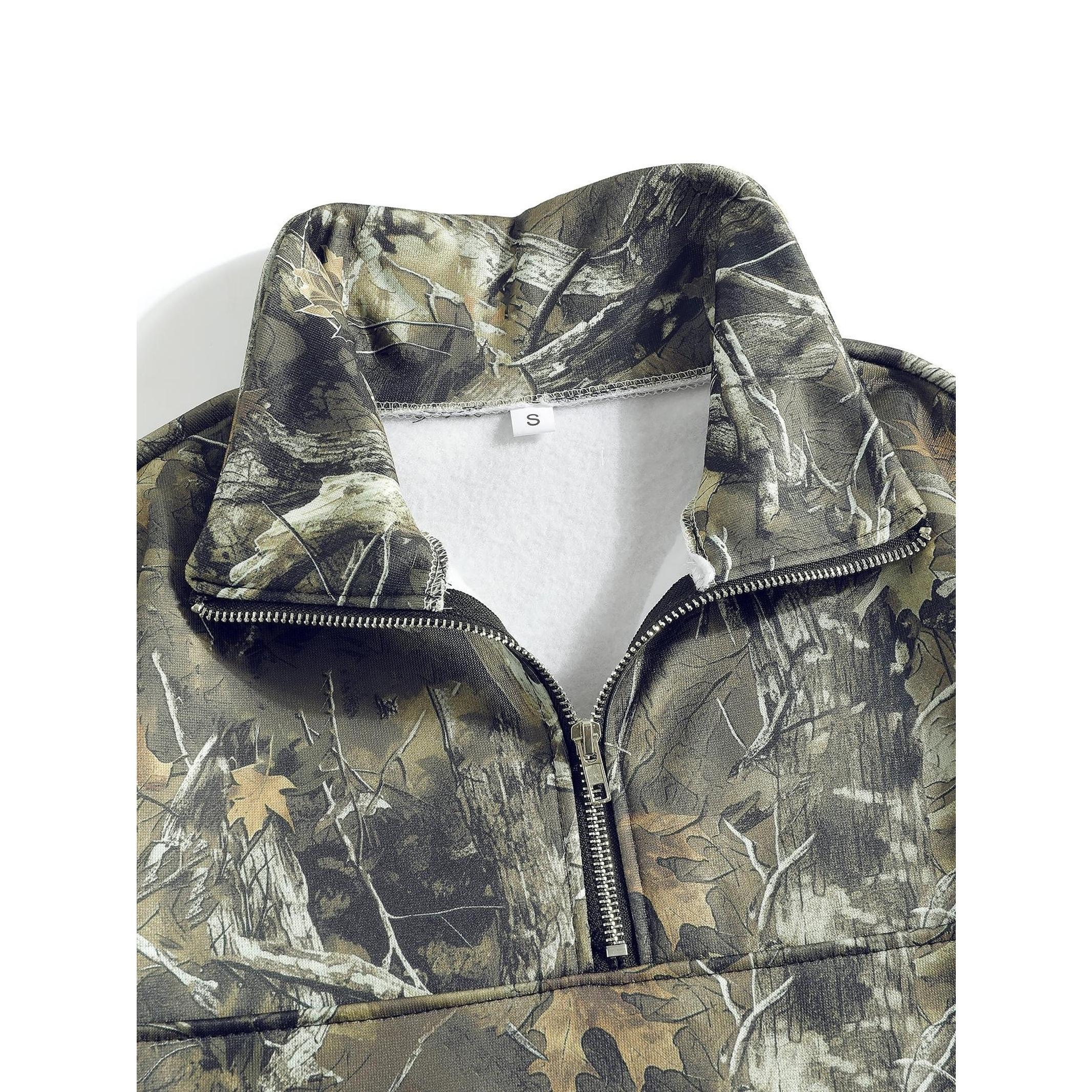 Women's Hooded Half-Zip Casual Graphic Casual Hoodie Collared Round Neck Long Sleeve Sport Top, Full Print Leaf Pattern, Digital Printing, Loose Fit, Fall & Winter, Pullover Sweatshirts, Hoodie Sweatshirts