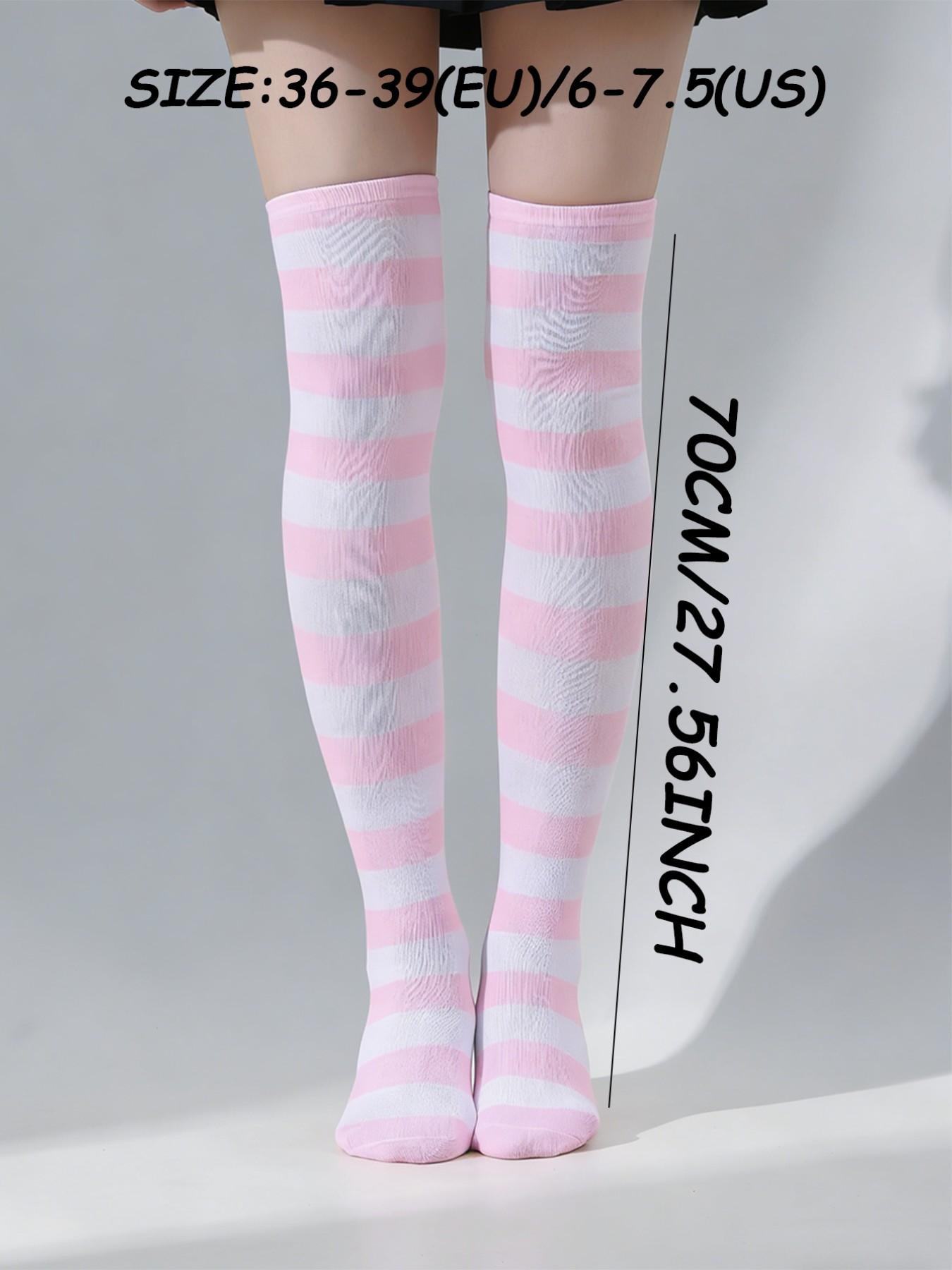 Multicolor Striped Over-The-Knee Socks, Stylish and Comfortable Footwear, Perfect for Daily Wear, Available in Various Colors