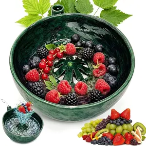 2026 Self-Rotating Ceramic Berry Washing Bowl, 360° Fruit Cleaning Turbo Filter, Automatic Quick Kitchen Rinser, for Berries, Vegetables, Utensils