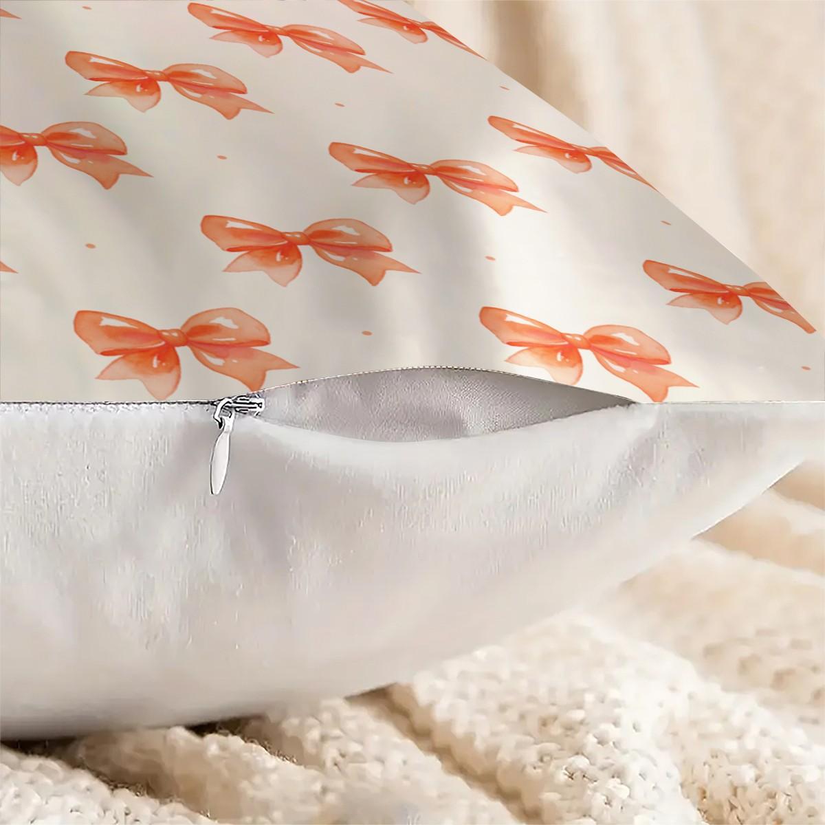 Cute Romantic Sweet Bow Throw Pillow with Insert, Soft Cozy Aesthetic Decorative Cushion for All Season, Housewarming Birthday Valentine's Day Christmas Gift for Her