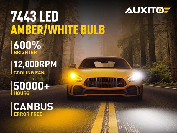 AUXITO Latest CANBUS 7443 3157 1157 Switchback LED Bulbs 7443A 7444NA T20 3057 3457 2357 Dual Color Amber/White Anti Hyper Flash Built-in Resistor Error Free Turn Signal Lights and DRL/Parking Lights, Pack of 2 AUXITO Latest CANBUS 7443 3157 1157 Switchback LED Bulbs 7443A 7444NA T20 3057 3457 2357 Dual Color Amber/White Anti Hyper Flash Built-in Resistor Error Free Turn Signal Lights and DRL/Parking Lights, Pack of 2
