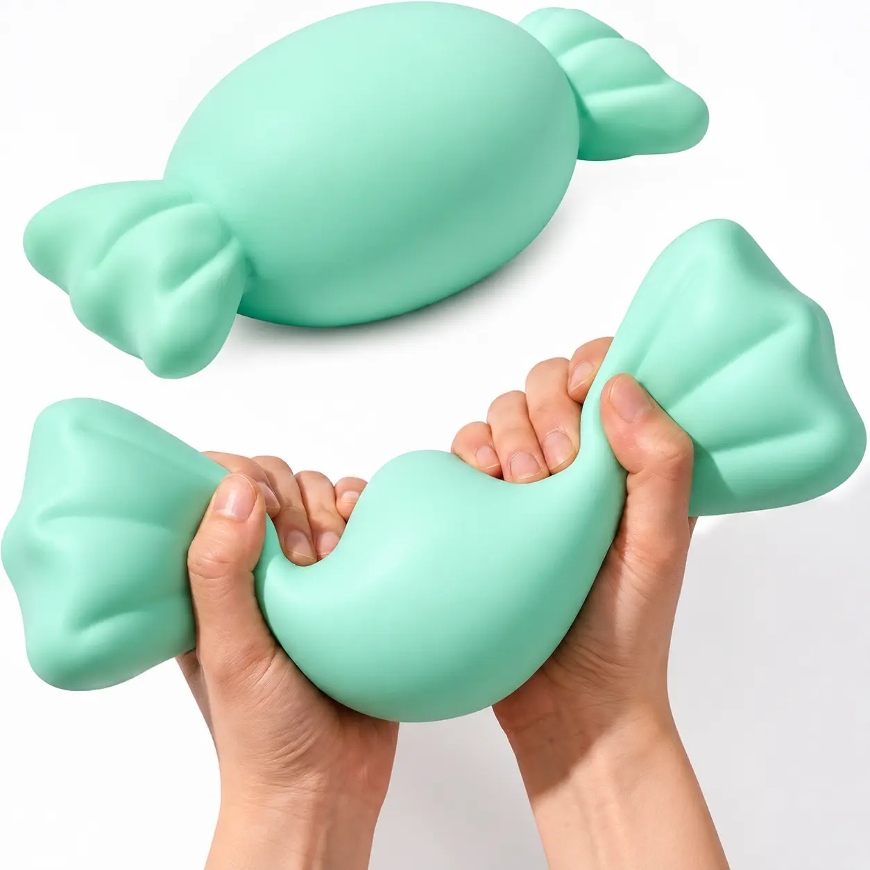 10 Giant Candy Squishy Toy with Dense Flour-Like Filling, 3-Sec Slow Rebound Soft Gel Squeeze Fidget, Portable Sensory Toy, 4 Colors (Pink/Yellow/Blue/Green)