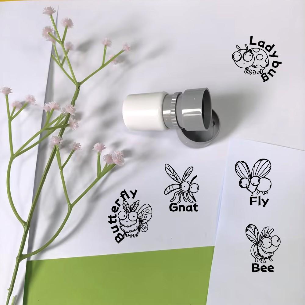 Insect Pattern Hand Account Stamp, Easy Recognition Butterflies Beetles Bees, Classroom Activity, Clear Light-Sensitive Material