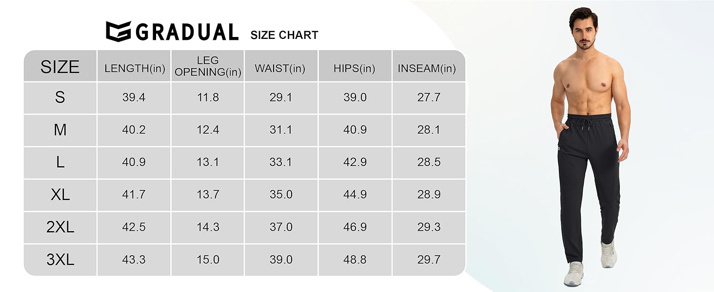 G Gradual Sweatpants for Men with 3 Zipper Pockets Tapered Joggers for Workout Running Gym Outfit Track Pants for Men Fitness Trousers