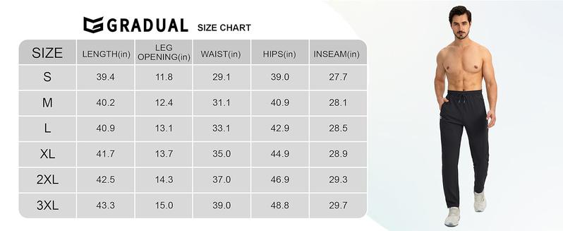 G Gradual Sweatpants for Men with 3 Zipper Pockets Tapered Joggers for Workout Running Gym Outfit Track Pants for Men Fitness Trousers