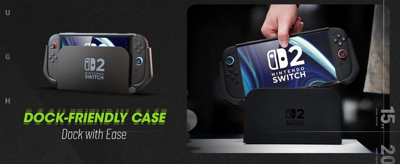 Mumba Blade Series for Nintendo Switch 2 (2025) – Dockable TPU grip case with enhanced protection. Features quick-release Joy-Con design, optimized for 7.9" screen. Ergonomic & lightweight. Black Controller Cover Gaming Items