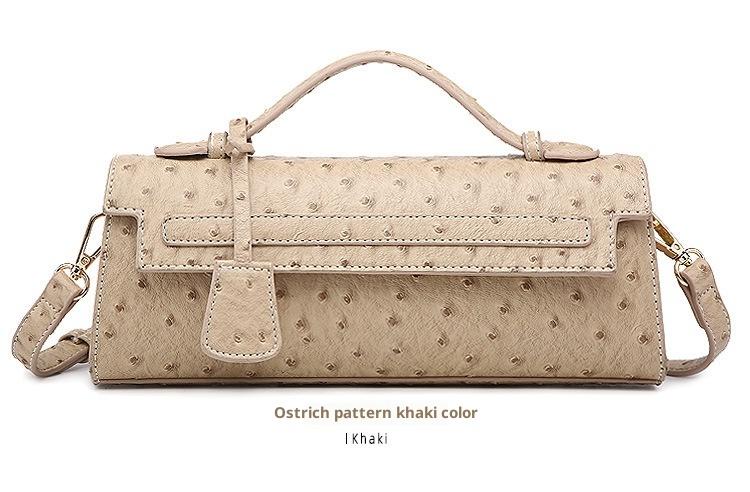 NOVEL Best-Selling New Arrival: Premium Ostrich-Print Handbag for Women, Luxury Niche Clutch, Unique Design, Retro Colors, Shoulder/Crossbody Bag, Elegant Evening Bag, Kelly Bag