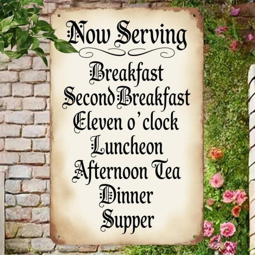 Aluminum Breakfast Menu Vintage Hobbit Meal Sign Aesthetic Room Decor ...