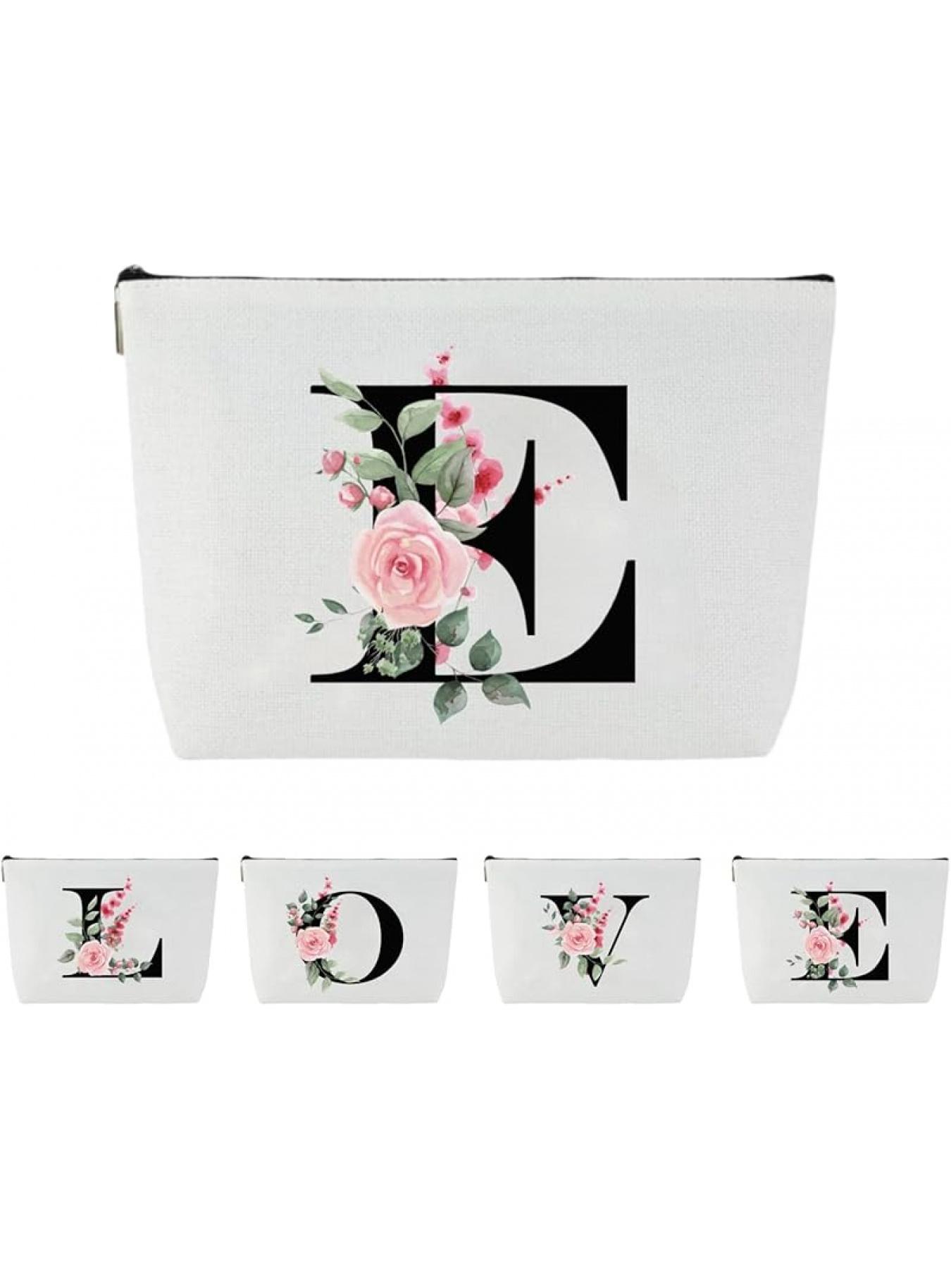 Blisswave Cosmetic Bag with Name, Personalised Cosmetic Bag from A to Z, High-Quality Metal Zip, Exquisite Print Design, Lined, Personalised Gifts for Women and Girls (White)