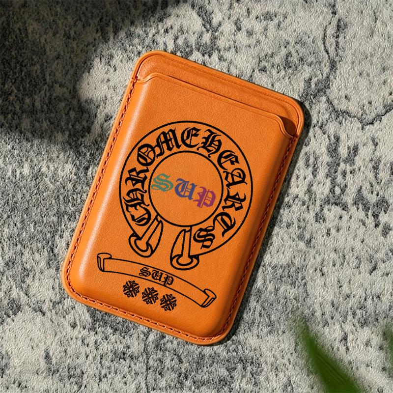 Colorful sup magnetic card holder for iPhone 17/16/15/14/13/12 - Strong magnetic polyurethane leather card holder (can hold 2 cards), comes with a free metal ring adapter - compatible with Samsung/Google/Motorola devices
