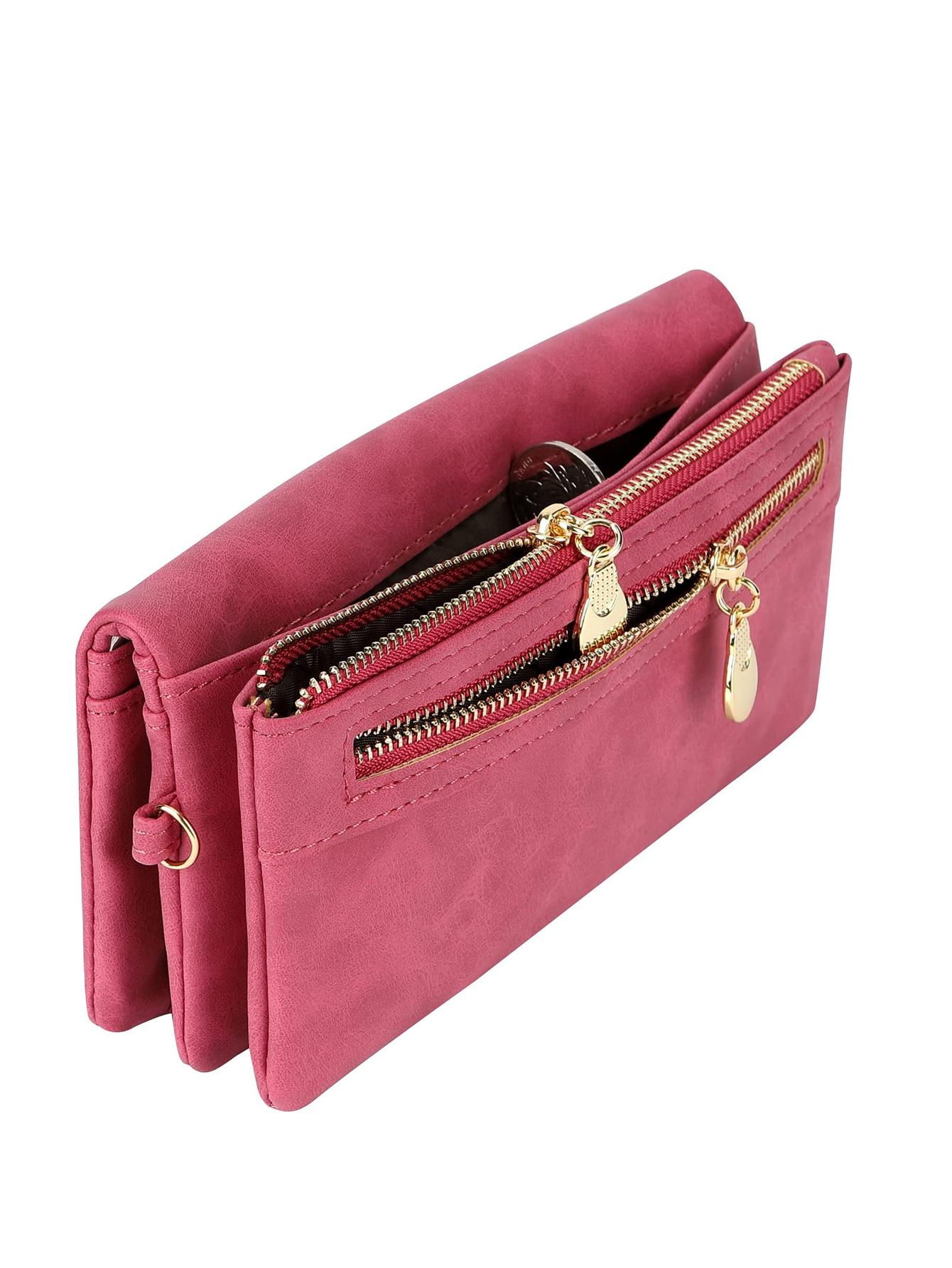Handbag Vintage Frosted Double Zipper Folding Multi-Card Large Capacity Ladies Mobile Wallet Multi-Functional Wrist Strap Ladies Daily Travel Storage Bag With Fashion Boutique Ladies Wallet Business Casual For Women Wallet, Fashionable Versatile Purse