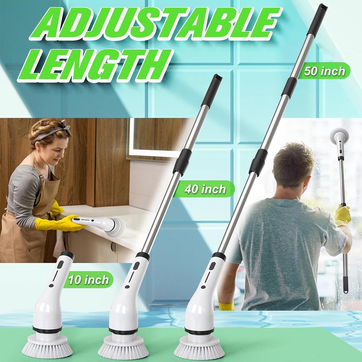 Electric Spin Scrubber, Electric Cleaning Brush with 4 Replaceable Brush Headsand, Cordless Shower Scrubber Full-Body IPX7 Waterproof, 3 Adjustable Extension Handle, 2-Speed for Bathroom, Kitchen, Toilet, Window, Pool, tiktok shop deals
