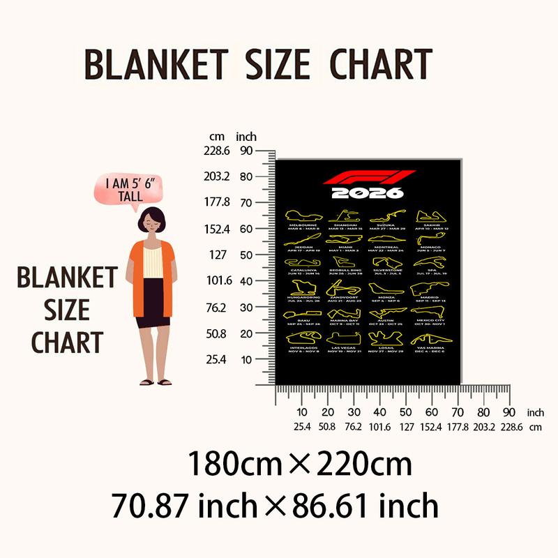 [tiktok Trend] Mark Every Lap of 2026 F1 Season, Sleek Blanket Featuring Iconic Circuits & Race Dates, Ideal for Motorsport Fans