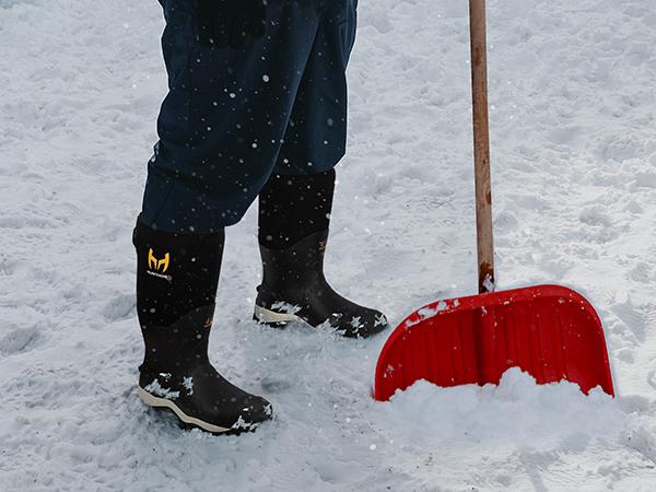 Rubber Work Boots for Men with Steel Toe, 1100N Puncture-Proof Hunting Boots with 7mm Neoprene Waterproof and EVA Midsole, Adjustable Back Gusset, Ideal for Hunting, Work, and Farming Footwear