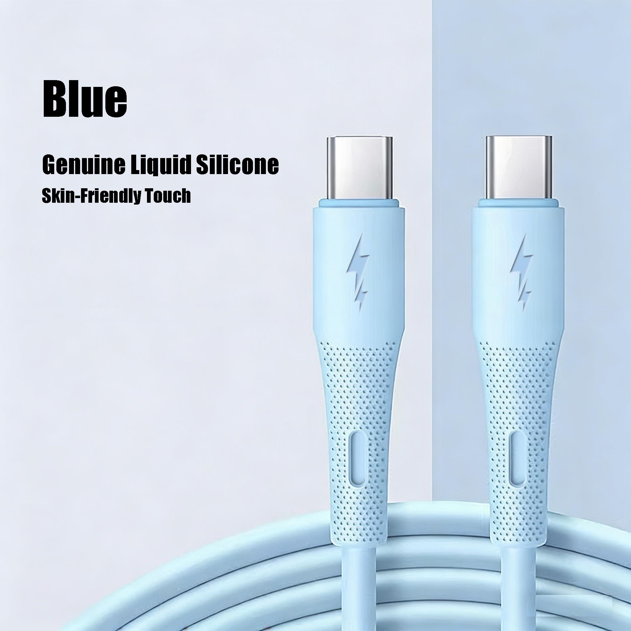 60w Dual Type-C Fast Charging Cable, Liquid Silicone Quick Charge Line for iPhone 17/16/15 Series, Samsung Xiaomi Huawei Phones