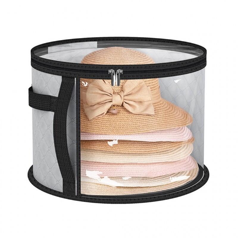 Hat Storage Bucket Hat Organizer Beach Hat Bag Stackable Round Brim Hat Storage Pouch, Ideal for Organizing Hats and Caps