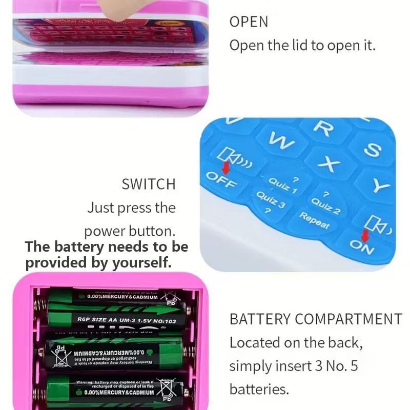 Electronic Digital Learning Toy, Word Learning Machine, Mini Study Computer, Portable, English Language, Letters Numbers Music, Suitable for Kids 3+, Christmas Gift, Phonics Learning Pad