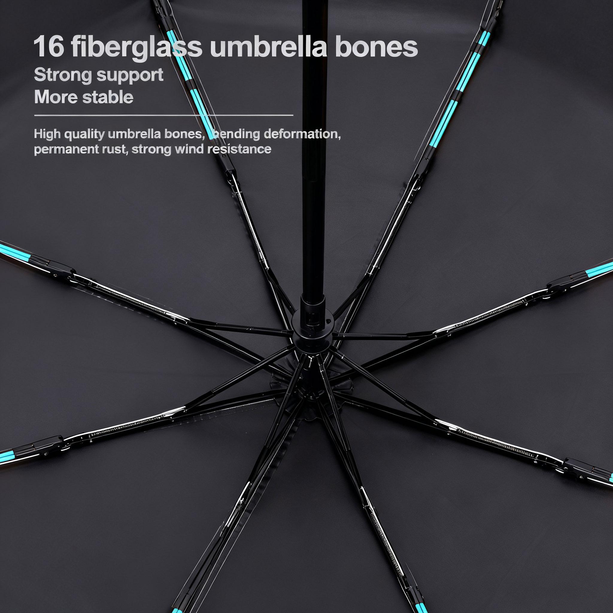 Automatic Folding Umbrella, Auto Open Close UPF 50+ Sun Protection Umbrella, Windproof Frame Sun & Rain Dual Use Compact Portable Umbrella for Commute, Travel & Daily Use