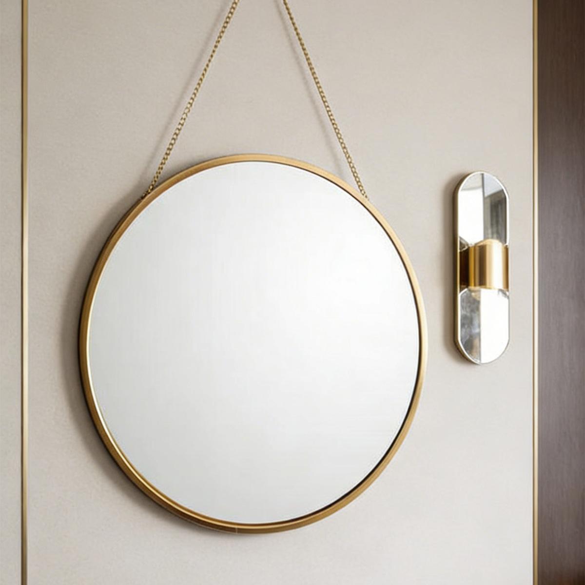 European Style Wall-Mounted Round Decorative Mirror, Resin Material, Bathroom Vanity Decoration, Home Art Accessory, Gift Idea