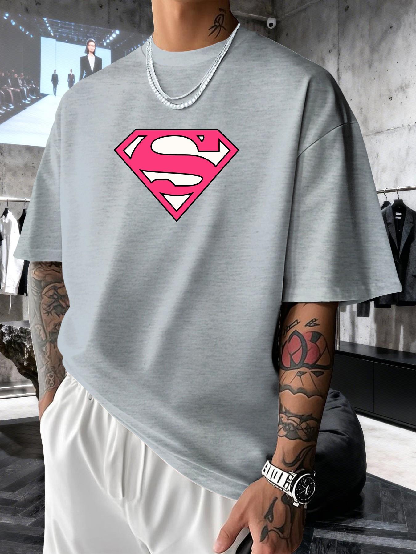 Superman S Classic Logo Men's Fashion Short Sleeve Round Neck Casual Summer T-Shirt, Suitable for Daily Wear