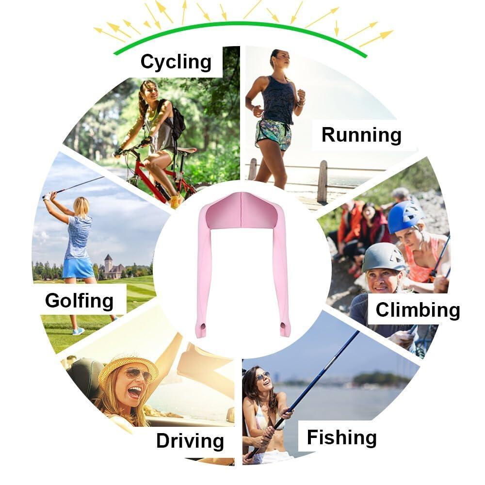 4-Piece UV Protection Sun Cooling Cape & Compression Arm Sleeves Set, Ice Silk Summer Cooling Sleeves for Golf & Outdoor Sports, Elastic Sun Protection Arm Cuffs & Shaper