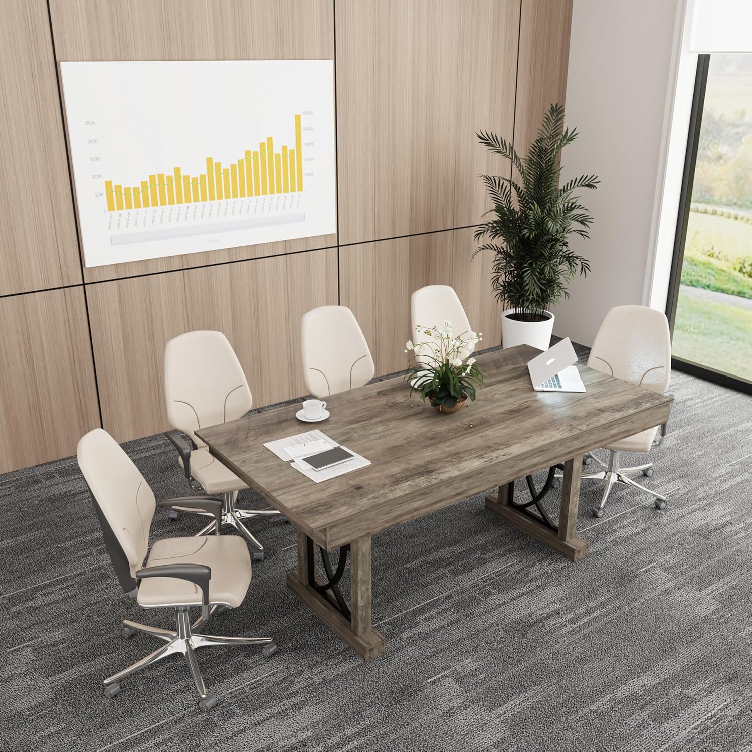 【 only Table 】71-Inch Rectangular Dining Table with Two Drawers, Wooden Kitchen Table w/Large Tabletop & Sturdy Frame, Large Dining Table for 6-8 with Double Pedestal, for Dining Room, Office