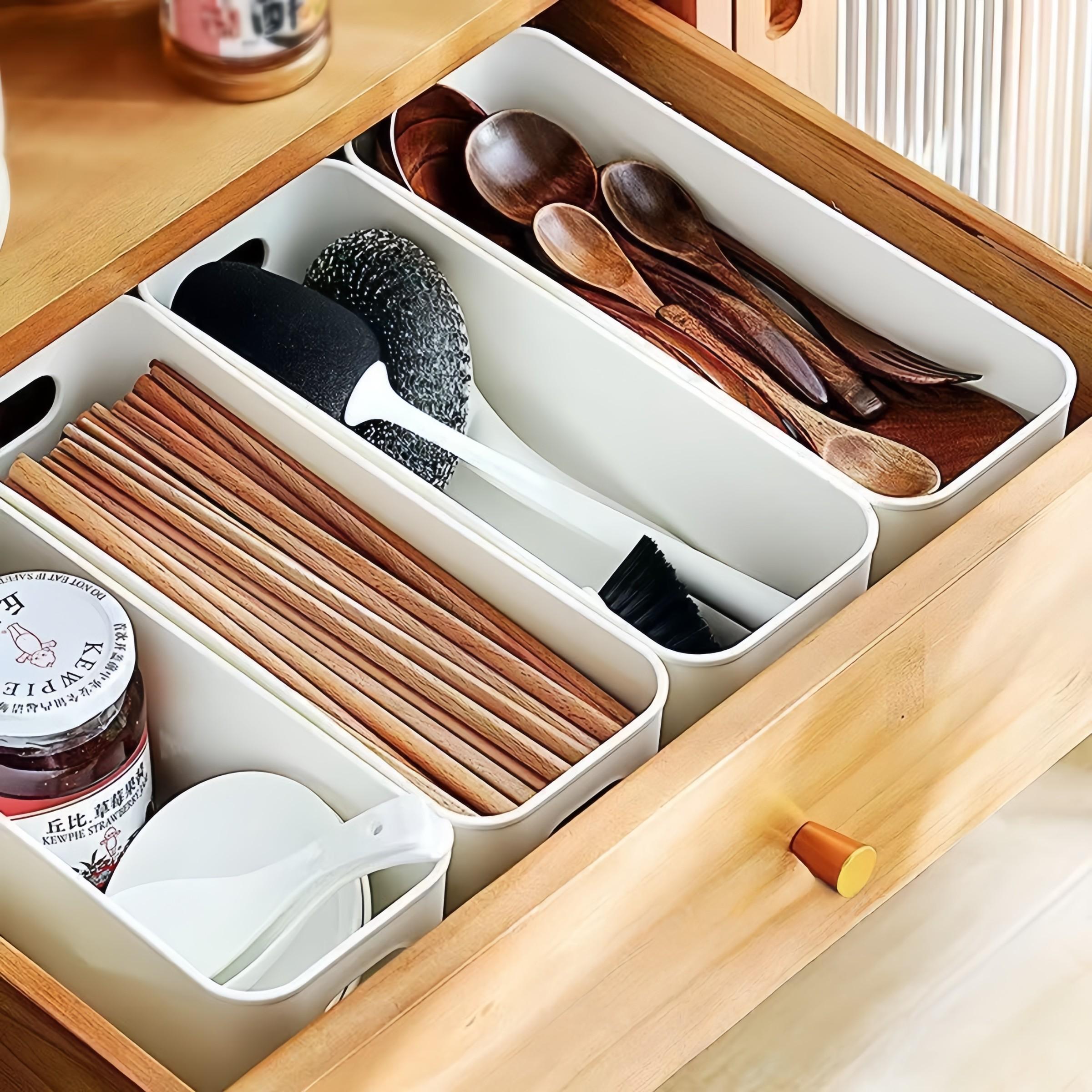 Rectangular Storage Box Drawer Organizer, Living Room Snacks Stationery Cosmetics Holder, Stackable Plastic Container, Kids School Supplies Basket