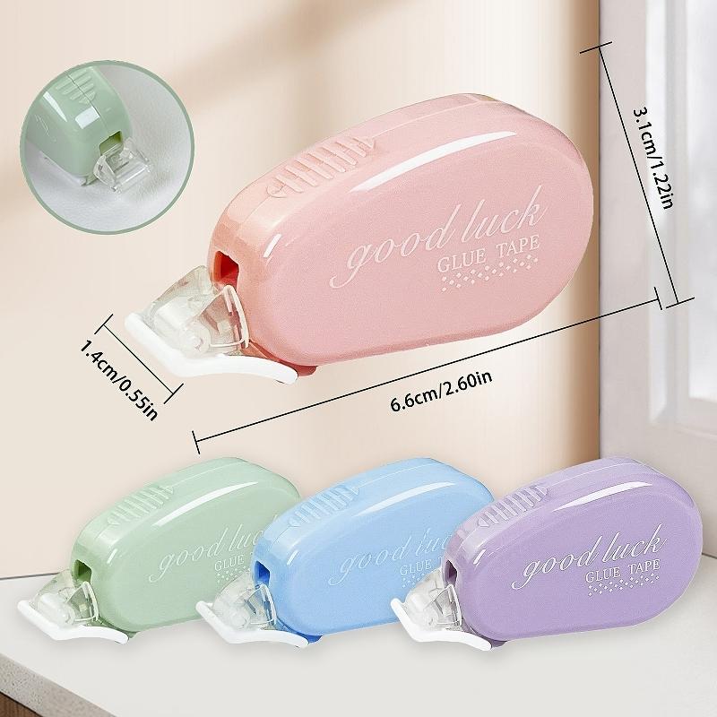 8pcs Four-Color Flip-Top Double-Sided Tape Set, Soft Colors, Large Capacity, Includes Roller, Smooth Adhesive, Ideal for Scrapbooking, Office Supplies