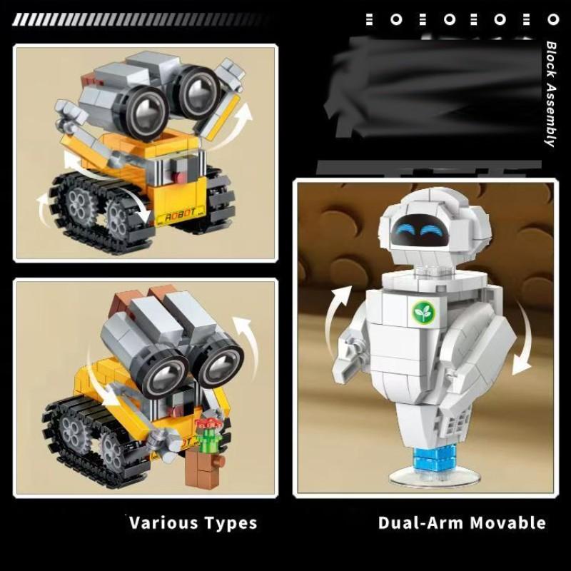 2-Pack New Edition Cute Mini Robot Building Blocks 3D Model Kit, Healing Adorable Toy Decor for Desk, Birthday Gift Idea