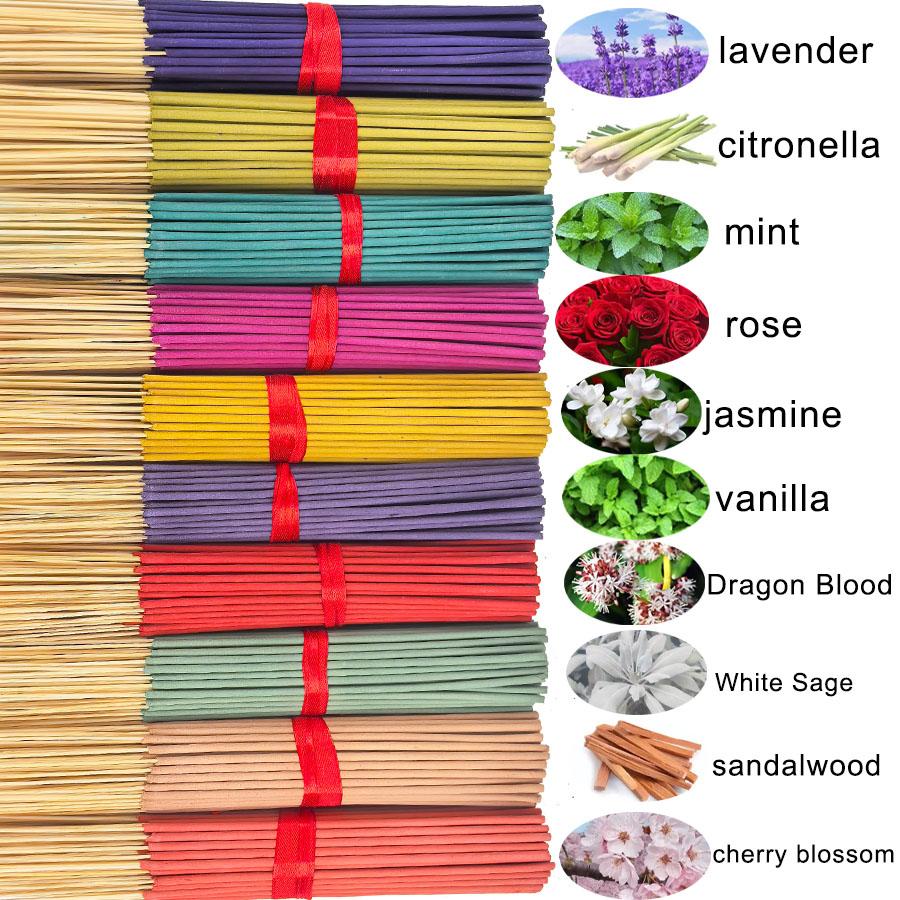 7 Sets of 140 Incense Sticks, Rose Lavender Sandalwood Jasmine Mint Cherry Vanilla Sage Dragon Blood Scents, Home Office Yoga Meditation, Scented