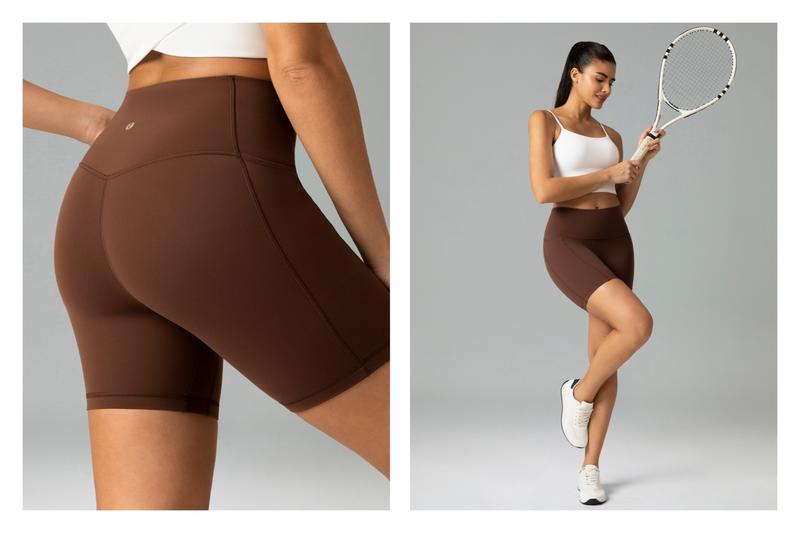 Colorfulkoala Women's No Front Seam Dreamlux Yoga Shorts 6" with Side Pockets Workout Shorts High-Waisted Shorts Bike Shorts