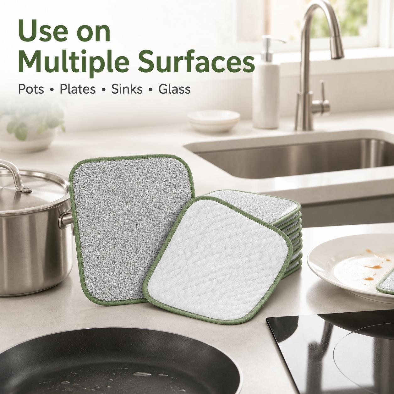 10-Pack Reusable Wire Dishcloths, Multipurpose Non-Scratch Scrubber Cleaning Cloths for Dishes, Pots, Pans, Kitchen Sinks, Stovetops, Glass & Camping, Wet/Dry Double-Sided, Assorted Colors