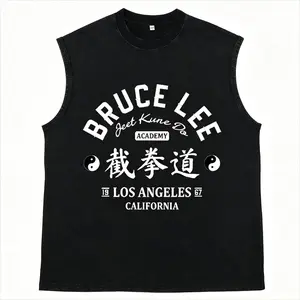 Vintage Wash Bruce Lee Sleeveless T-Shirt, 1967 Jeet Kune Do Tank Top