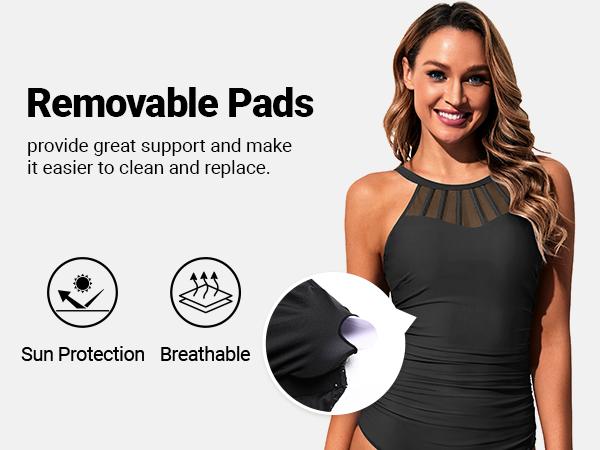 Holipick Women High Neck One Piece Swimsuit Tummy Control Bathing Suit Modest Swimwear