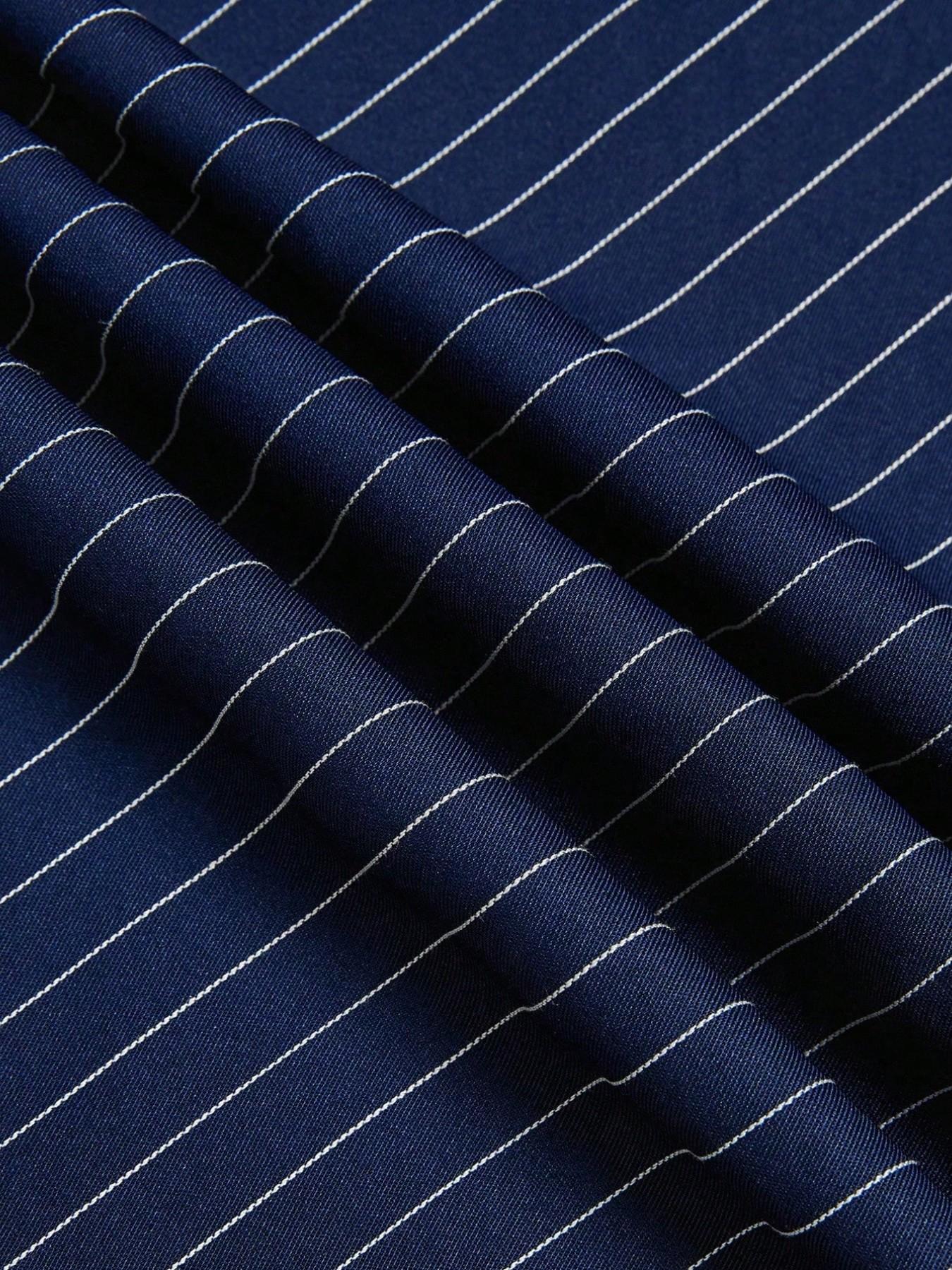 Women's New Navy Striped Suit Pants, High Waist Elegant Fashion, Elastic Waist Straight Leg Loose Wide Leg Pants, Casual Daily Commute, Casual Summer Bottoms, Classy Casual Trousers, All Season Trousers