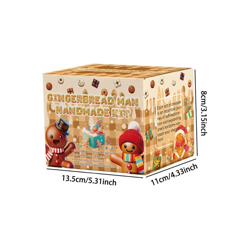 DIY Christmas Gingerbread Man Clay Set, Kids Indoor Easy Handmade Kit, Includes Accessories, Perfect Holiday Gift