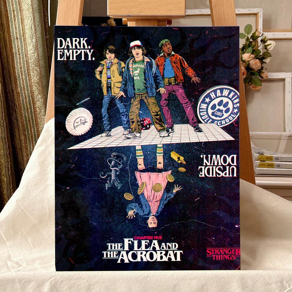 TV Series S-Stranger T-Things Painting Calligraphy Waterproof Scratch-Resistant Canvas Wall Art – Premium Oil Painting Style HD Print | Modern Aesthetic Home Decor for Living Room, Bedroom, Kitchen & Café | Perfect Holiday, Housewarming & Party Gift